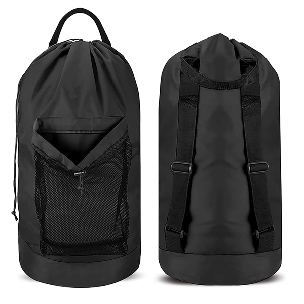 Shoulder Strap Mesh Pocket Laundry Backpack