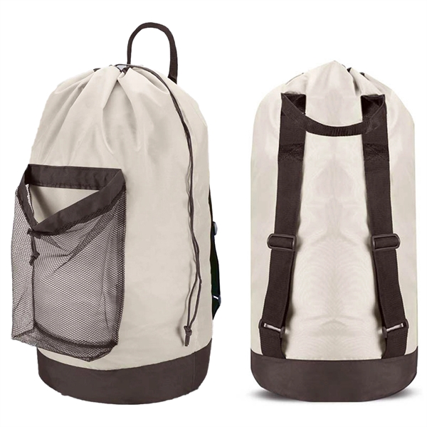 Shoulder Strap Mesh Pocket Laundry Backpack