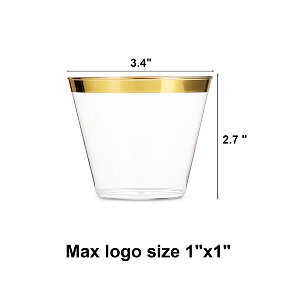 9oz Gold Rimmed Disposable Plastic Cup