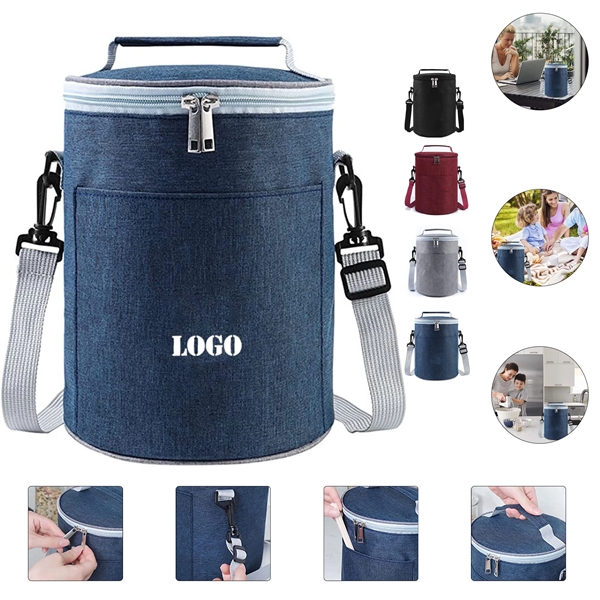 Oxford cloth round insulated cooler bag
