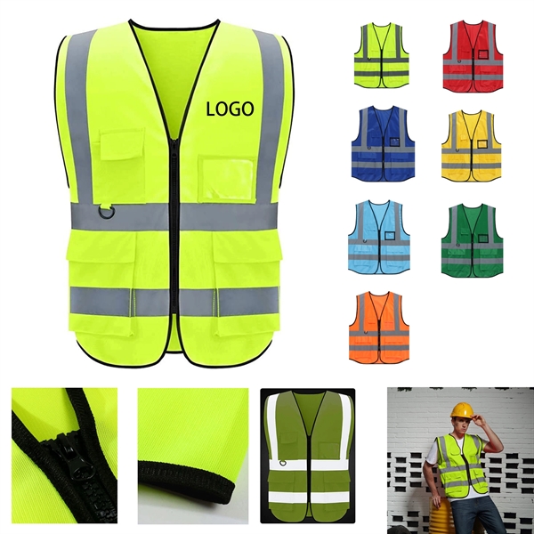 Reflective Safety Vest Zipper High Visibility