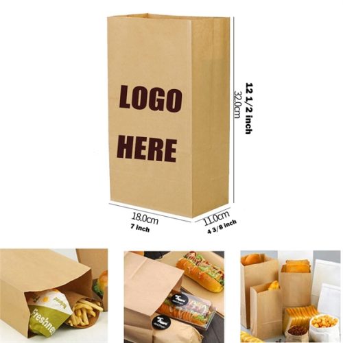 Custom Recycled Kraft Lunch Bags/ Brown Paper Bread Bags