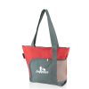 Two Tone Tote Zipper Bag With Mesh Pocket