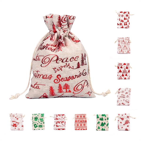 Christmas Burlap Gift Bag With Drawstring