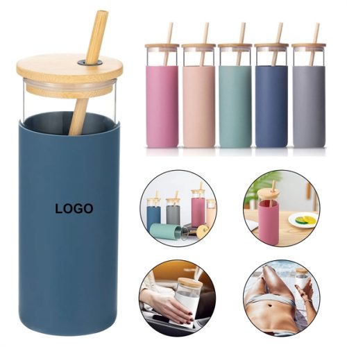 16oz Glass Tumbler with Straw, Straw Glass Tumbler