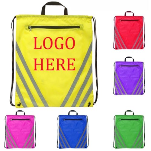 303387618 210D Polyester Reflective Drawstring Bag