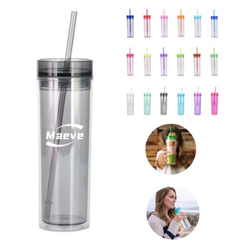 303662375 16oz Acrylic Shinny Tumbler Cups With Straws