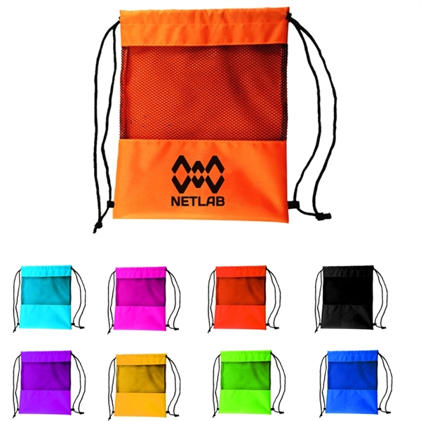 Mesh Panel Drawstring Sport Backpack