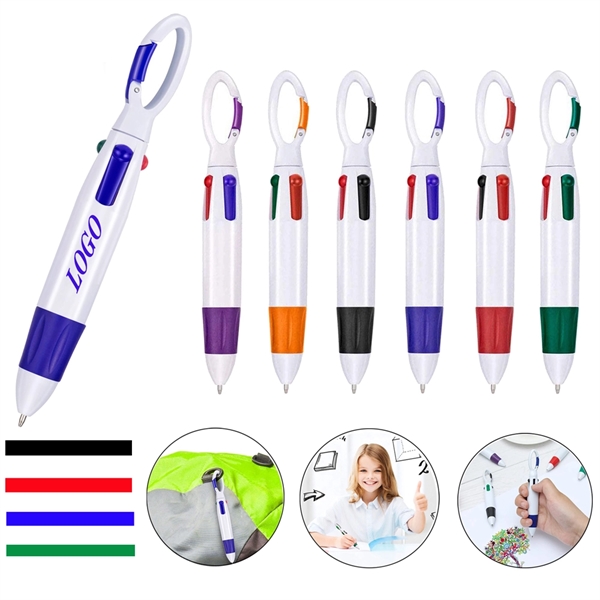 46512241 4-in-1 Multicolor Retractable Pen with Carabiner