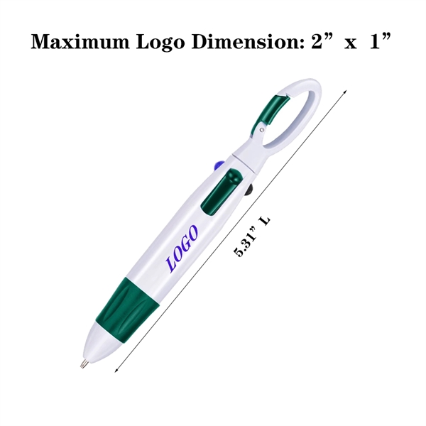 46512242 4-in-1 Multicolor Retractable Pen with Carabiner