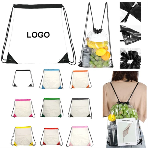PVC Clear Waterproof Drawstring Backpack Bag