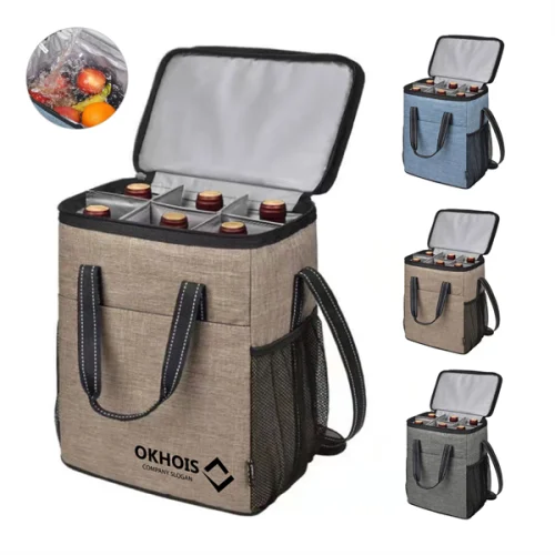 6 Bottle Pockets Wine Tote
