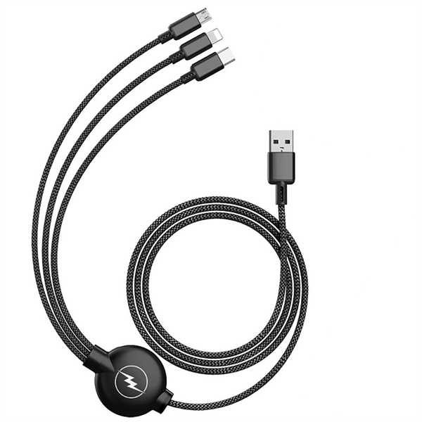 3-In-1 Retractable Usb Charging Data Cable Set
