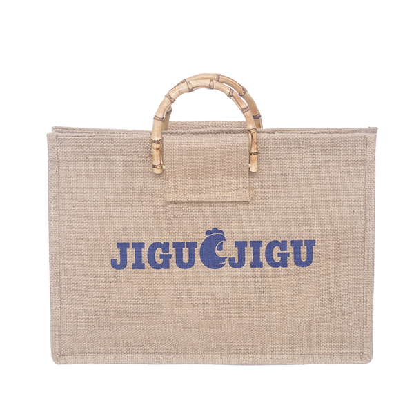 26.2 Bamboo Handles Jute Burlap Tote