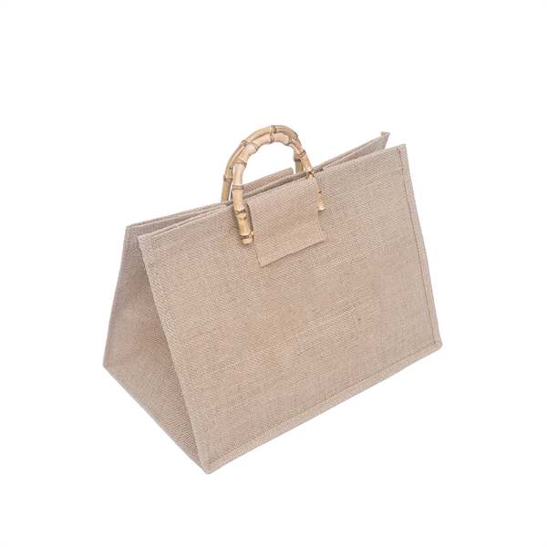 26.3 Bamboo Handles Jute Burlap Tote