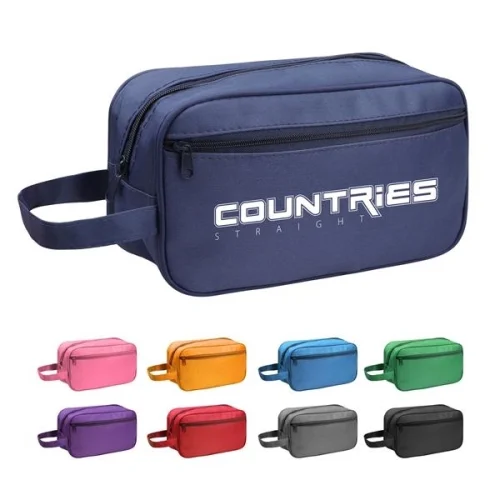 Two Zipper Toiletry Bag With Carrying Handle