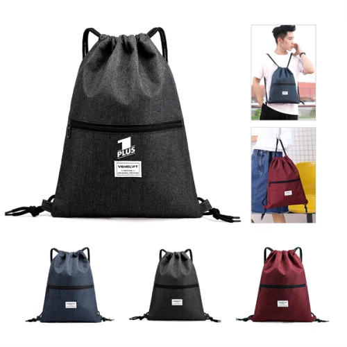 Drawstring Backpack With Zipper