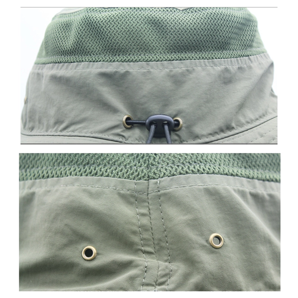 Outdoor Large Brim Bucket Hat With Drawstring/Sun