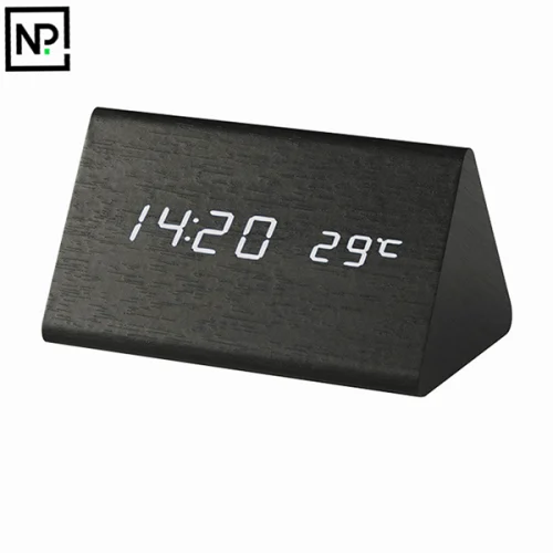 Usb Wooden Digital Alarm Clock W/Temperature