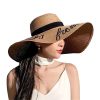 Summer Wide Brim Straw Uv Protection Hat Embroidery