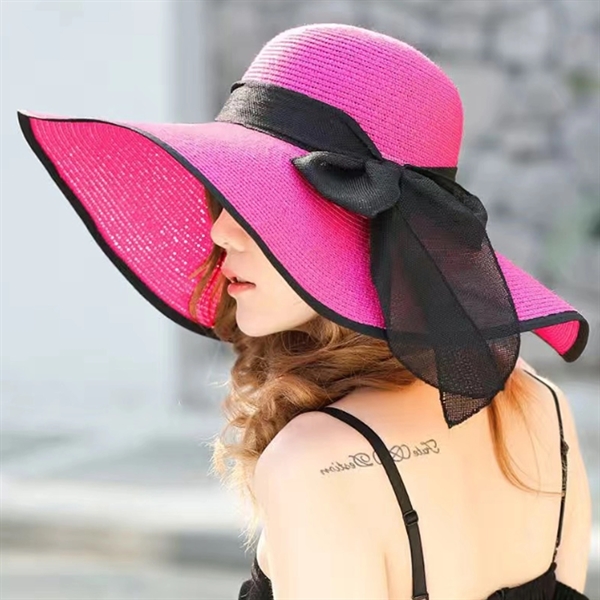 Summer Wide Brim Straw Uv Protection Hat Embroidery