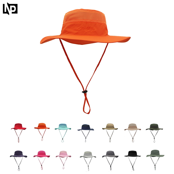 Outdoor Large Brim Bucket Hat With Drawstring/Sun
