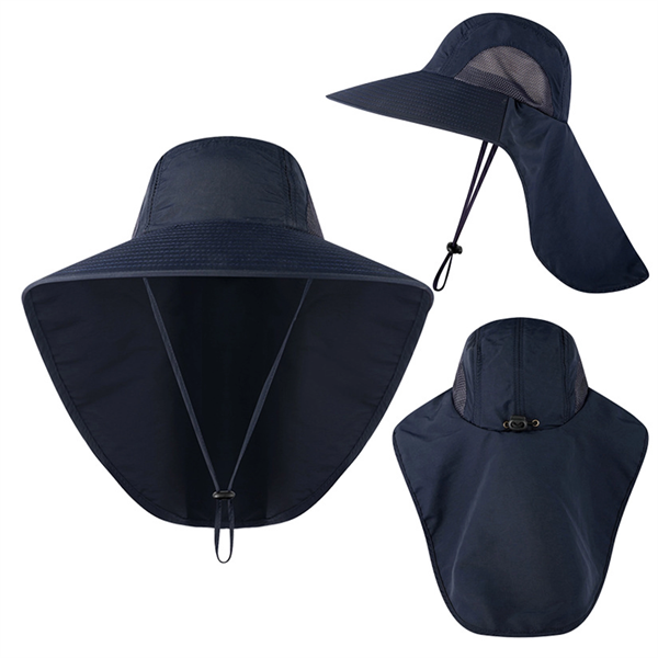 Unisex Wide Brim Sun Bucket Hat With Neck Flap