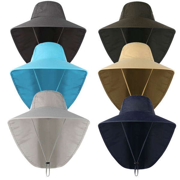 Unisex Wide Brim Sun Bucket Hat With Neck Flap