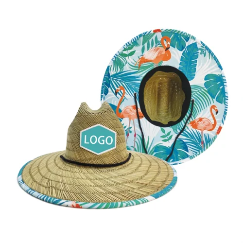 301053584 Classic Lifeguard Straw Hat W/ Embroidered Front Patch