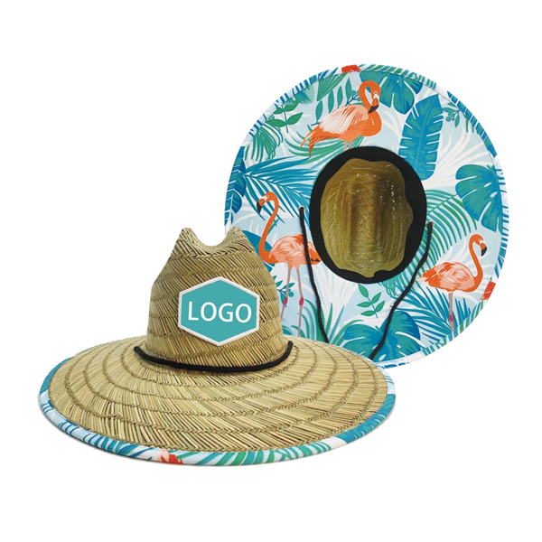 Classic Lifeguard Straw Hat W/ Embroidered Front Patch