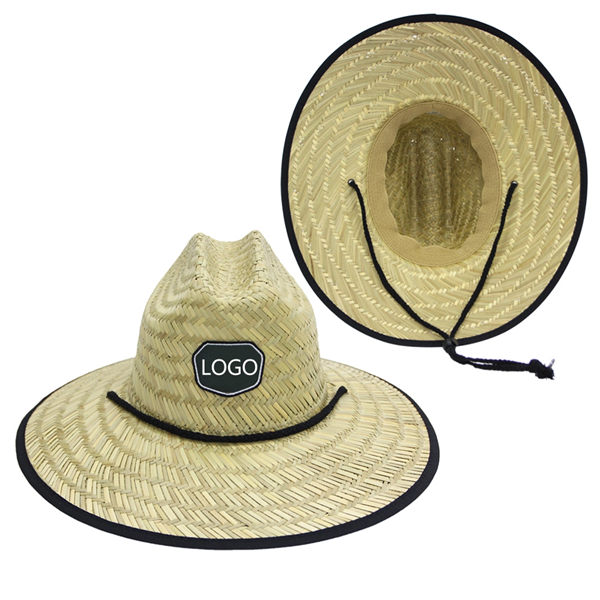 Classic Lifeguard Straw Hat W/ Embroidered Front Patch