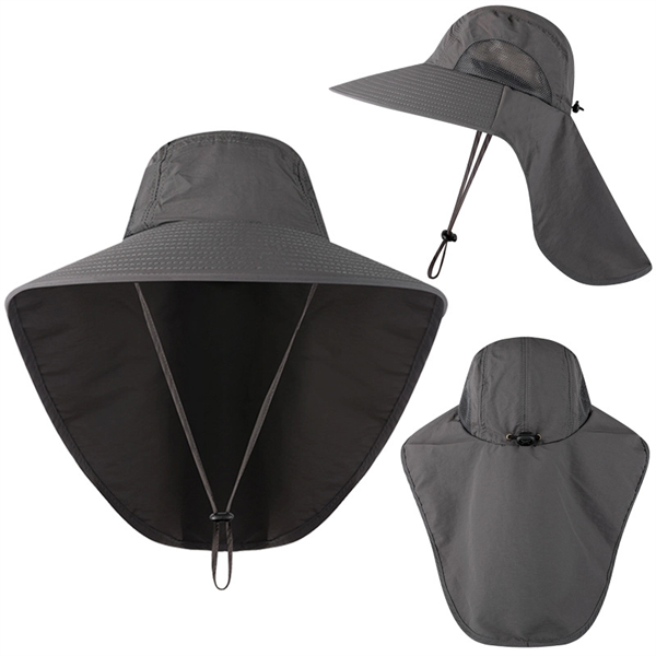 Uv Protection Wide Brim Sun Bucket Hat With Neck Flap