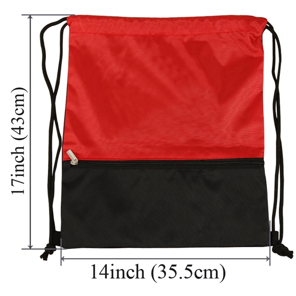 Polyester 420D Drawstring Backpack With Pocket And Zipper