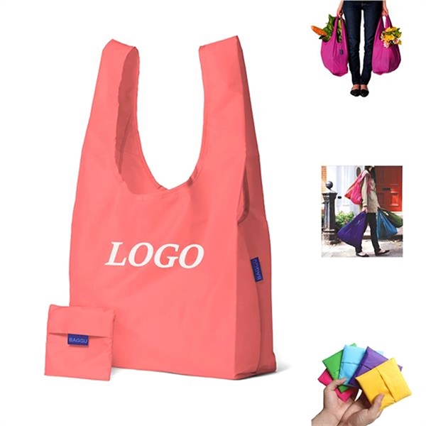 Reusable And Foldable Vest Tote Bag With Pouch