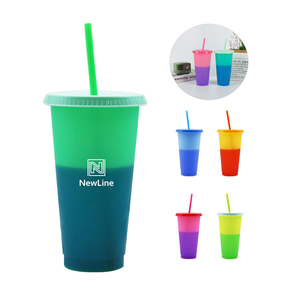 16Oz Mood Color Changing Cup With Lid And Straw