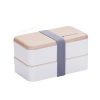 Wood Grain Double Layer Lunch Box