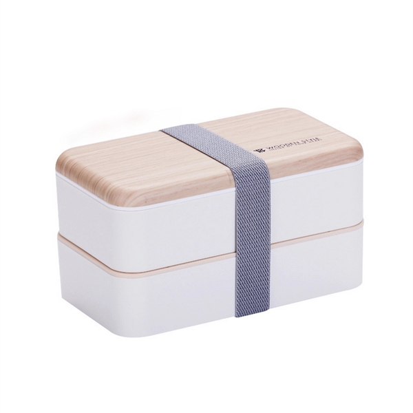 Wood Grain Double Layer Lunch Box