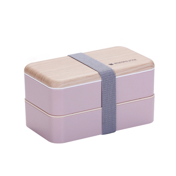 Wood Grain Double Layer Lunch Box
