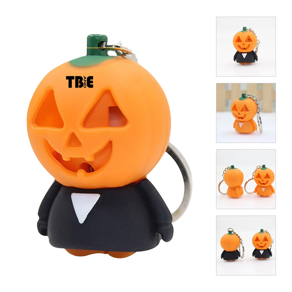Pumpkin Monster Led Sound Keychain