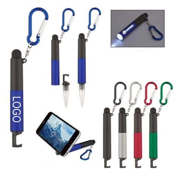 302953526 5-In-1 Light Up Stylus Ballpoint Pen With Carabiner
