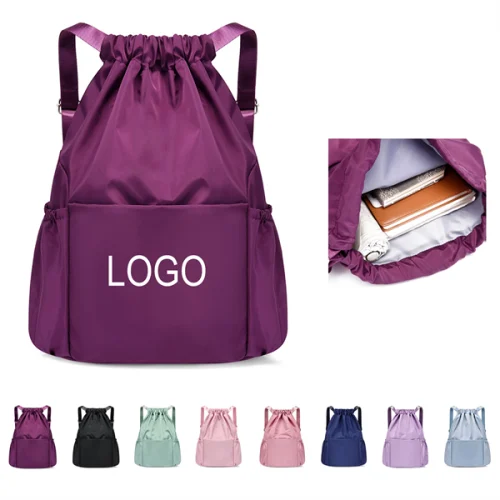 Drawstring Backpack W/ Front Zipper Pocket