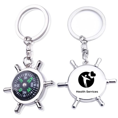 Multi Function Metal Keyring With Compass