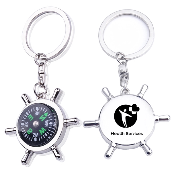 Multi Function Metal Keyring With Compass