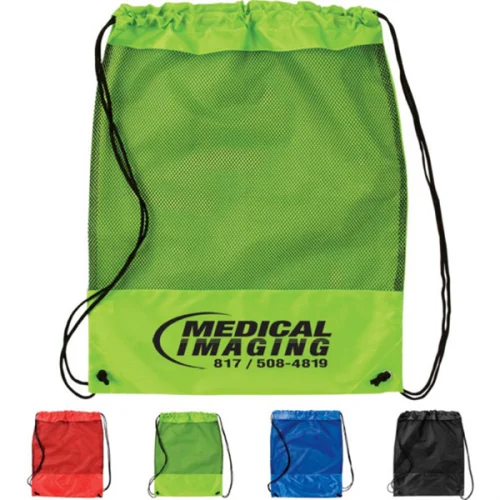 303387555 210D Polyester Nylon Mesh Drawstring Backpack