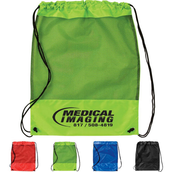 210D Polyester Nylon Mesh Drawstring Backpack