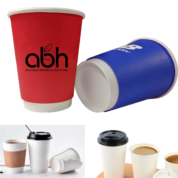 12 Oz Food Grade Double Wall Paper Cup W/ Lid