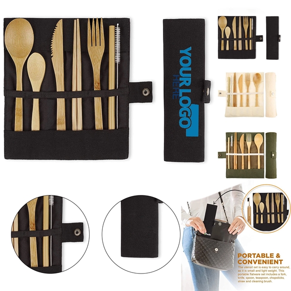 Bamboo Travel Cutlery Fork Spoon Knife Set