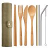 Bamboo Travel Cutlery Fork Spoon Knife Set