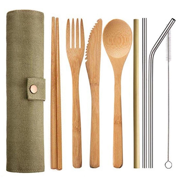 Bamboo Travel Cutlery Fork Spoon Knife Set