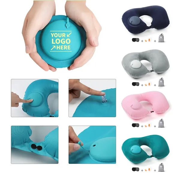 Flocking Inflatable U Shaped Pillow